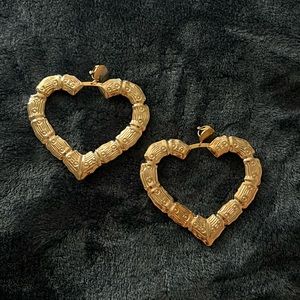 Heart clip on Gold earrings